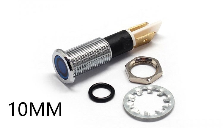 10mm Bleu Indicateur Panneau Tête Plate 24v Ac/Dc IP67
